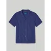 Robert Talbott Williams Waffle Knit Camp Shirt In Bright Navy