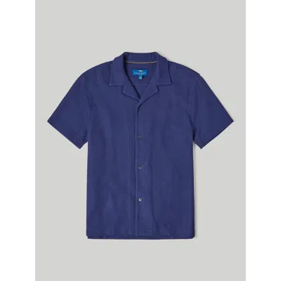 Robert Talbott Williams Waffle Knit Camp Shirt In Bright Navy