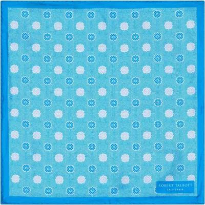Robert Talbott York Geo Herringbone Pocket Square In Blue