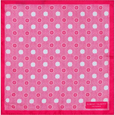 Robert Talbott York Geo Herringbone Pocket Square In Pink