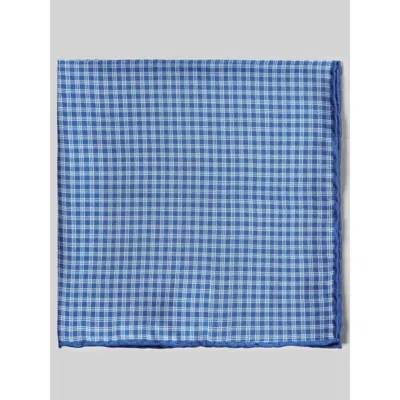 Robert Talbott York Silk Pocket Square In Navy/white Check