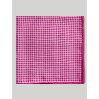 Robert Talbott York Silk Pocket Square In Pink/white Check