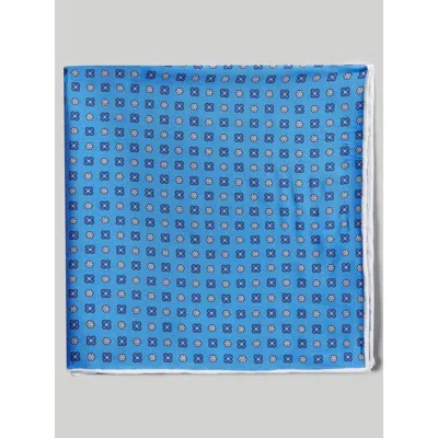 Robert Talbott York Silk Pocket Square In Sky/navy Neat