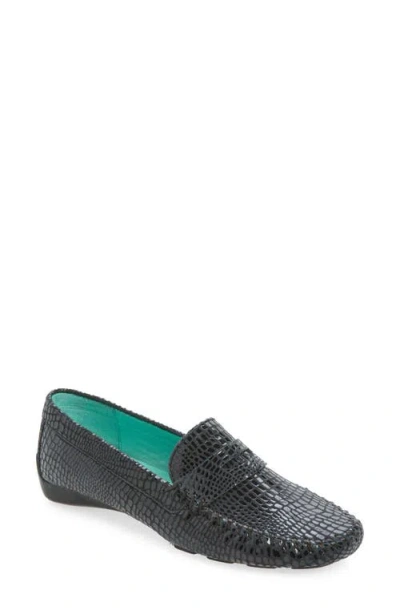 Robert Zur Anna Croc Embossed Loafer In Black