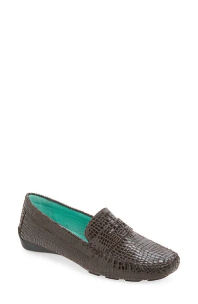 Robert Zur Anna Croc Embossed Loafer In Brown