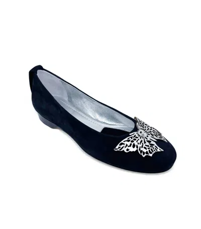 Robert Zur Women's Butterfly Flats In Black/silver Suede In Multi