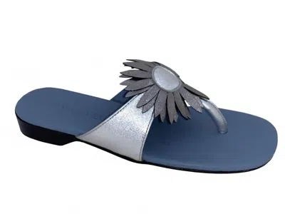 Robert Zur Women's Sunflower Thong Sandals In Silver In Blue