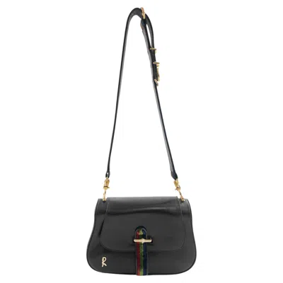 Pre-owned Roberta Di Camerino 1960's  Black Leather And Velvet Shoulder Bag