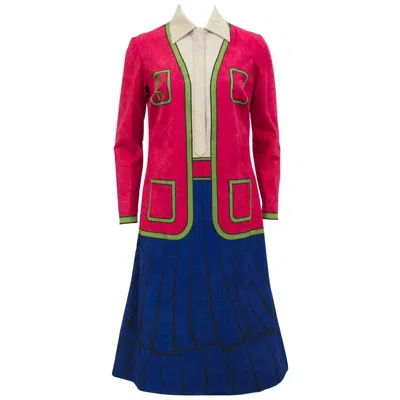 Pre-owned Roberta Di Camerino 1960s  Trompe L'oeil Ultrasuede Dress In Purple