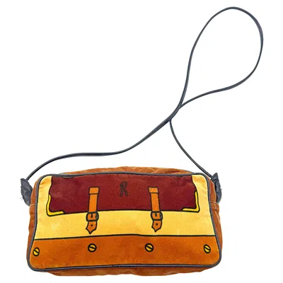 Pre-owned Roberta Di Camerino 1970s  Trompe L'oeil Tan Brown Velvet Vintage Crossbody Bag