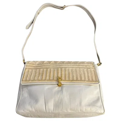 Pre-owned Roberta Di Camerino 1979 Iconic White Leather And Velvet Shoulder Bag By