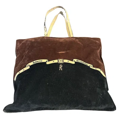 Pre-owned Roberta Di Camerino 1980s Vitage Suede Fabric Tote Bag By  In Black