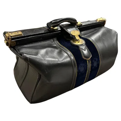 Pre-owned Roberta Di Camerino An High Quality 1970s Leather Velvet And Brass Duffel Bag By  In Black