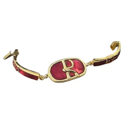 Pre-owned Roberta Di Camerino An Iconic 1990s Brass And Red Enamel Bracelet By