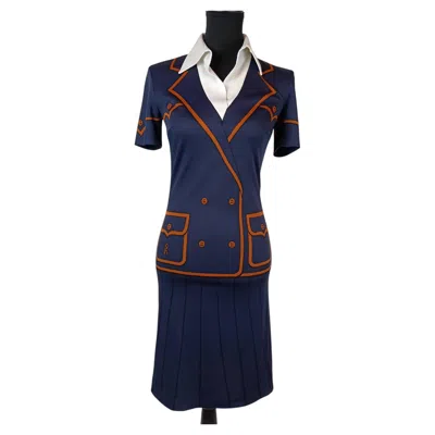 Pre-owned Roberta Di Camerino Blue Dress Trompe L'oeil Vintage 1990s