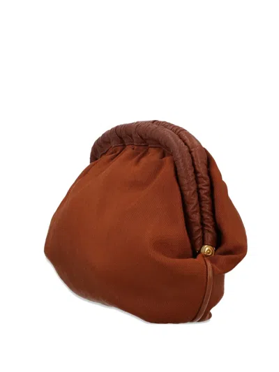Pre-owned Roberta Di Camerino Leather-trim Gathered Clutch Bag In Brown