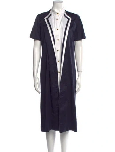 Pre-owned Roberta Di Camerino Mock Neck Midi Length Dress In Blue