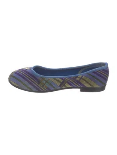 Pre-owned Roberta Di Camerino Plaid Print Ballet Flats In Blue