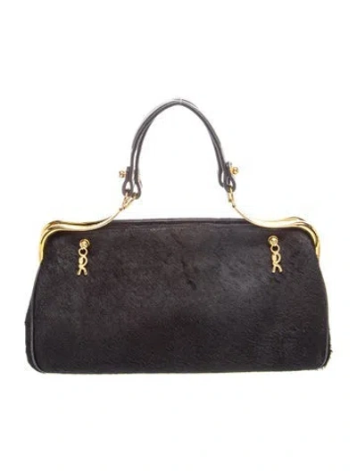 Pre-owned Roberta Di Camerino Ponyhair Top Handle Bag In Black