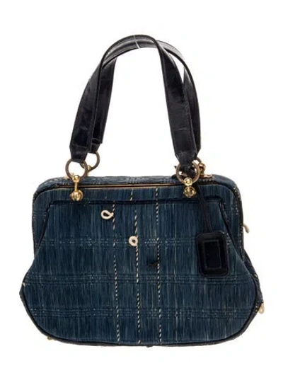 Pre-owned Roberta Di Camerino Straw Top Handle Bag In Blue