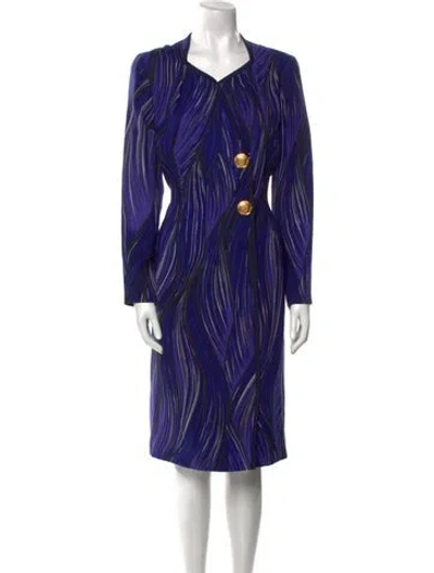 Pre-owned Roberta Di Camerino Striped Midi Length Dress In Blue