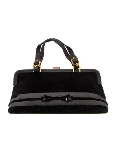 Pre-owned Roberta Di Camerino Suede Top Handle Bag In Black