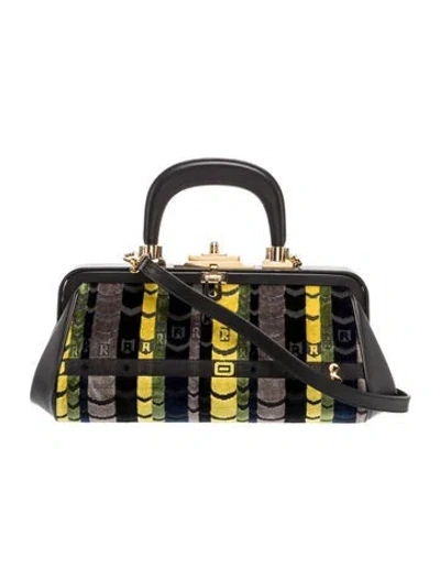 Pre-owned Roberta Di Camerino Velvet Top Handle Bag In Black