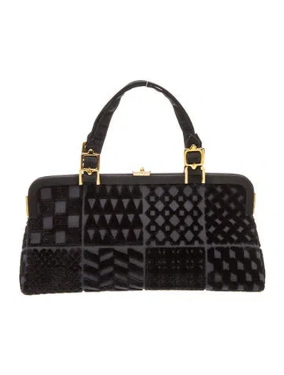 Pre-owned Roberta Di Camerino Velvet Top Handle Bag In Black