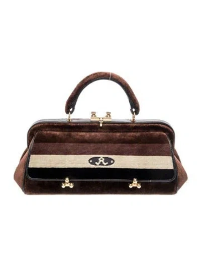 Pre-owned Roberta Di Camerino Velvet Top Handle Bag In Brown