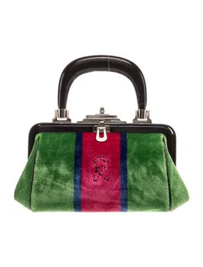 Pre-owned Roberta Di Camerino Velvet Top Handle Bag In Green