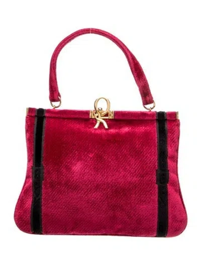 Pre-owned Roberta Di Camerino Velvet Top Handle Bag In Red