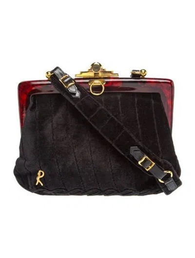 Pre-owned Roberta Di Camerino Velvet Top Handle Bag Vintage In Black