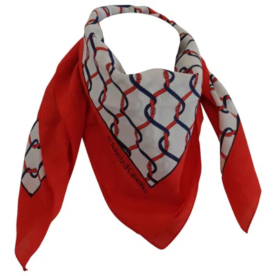 Pre-owned Roberta Di Camerino Vintage 1980s  Red White Blue Silk Scarf 78cm