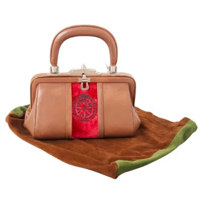 Pre-owned Roberta Di Camerino Vintage Leather And Velvet Bag In Brown