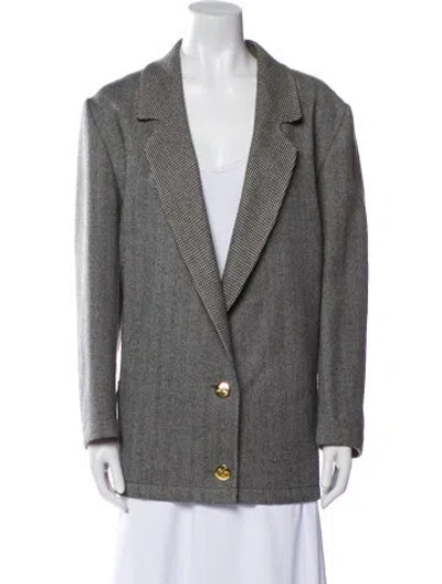 Pre-owned Roberta Di Camerino Wool Printed Blazer In Gray