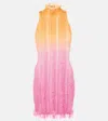 Roberta Einer Angel Printed Tulle-trimmed Minidress In Orange