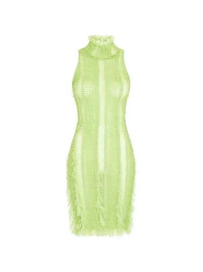 Roberta Einer Angel Sheer Mini Dress In Green