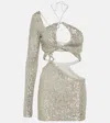 Roberta Einer Banu Cutout Sequined Minidress In Silver