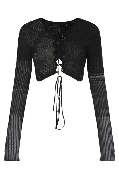 Roberta Einer Black Knitted Round Neck Top