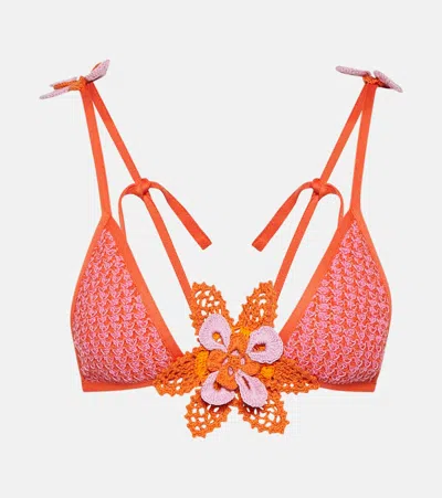Roberta Einer Chiara Cotton-blend Bralette In Orange