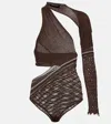Roberta Einer Dina Asymmetric Knit Bodysuit In Brown