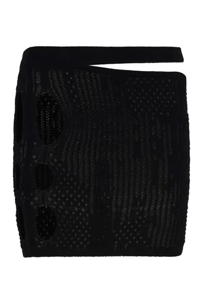 Roberta Einer Fashion-forward Knit Mini Skirt With Cut-out Details In Black
