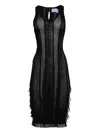 Roberta Einer Feather-detailing Midi Dress In Black
