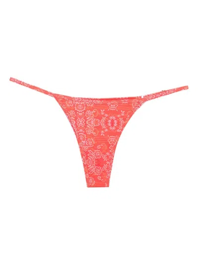 Roberta Einer Floral-print Bikini Bottoms In Red