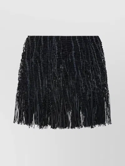 ROBERTA EINER KNITTED MINI SKIRT FRINGED HEMLINE