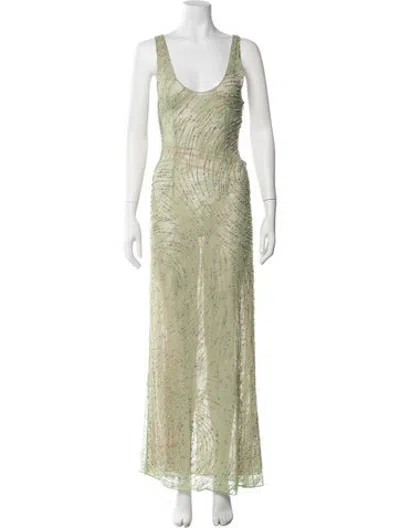 Pre-owned Roberta Einer Lace Long Dress In Green