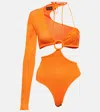 Roberta Einer Legato Asymmetrical Cotton-blend Bodysuit In Orange