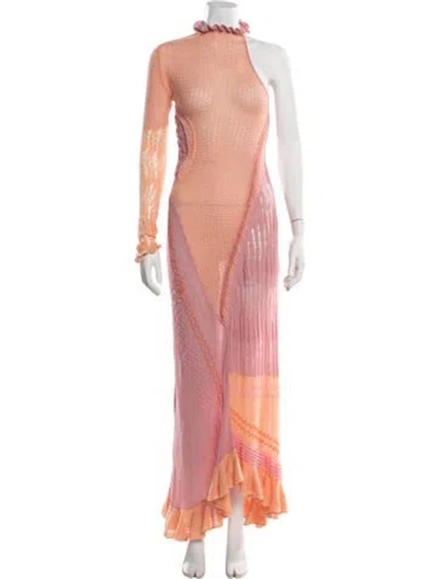 Pre-owned Roberta Einer Patterned Long Dress In Pink