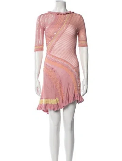 Pre-owned Roberta Einer Patterned Mini Dress In Pink