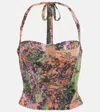 Roberta Einer Printed Halterneck Bustier Top In Multicoloured